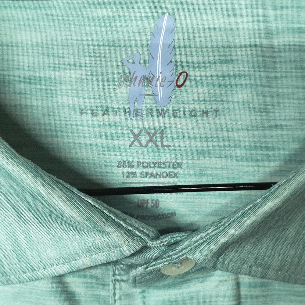 Johnnie-O Polo Shirt Men's XXL Green Featherweight Short Sleeve Stretch UPF 50 - Picture 2 of 10